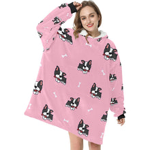 Load image into Gallery viewer, Bow Tie Boston Terriers Blanket Hoodie for Women-Apparel-Apparel, Blankets-4