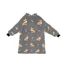 Load image into Gallery viewer, Bow Tie Corgis Love Blanket Hoodie for Women-DimGrey-ONE SIZE-13