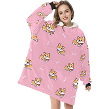 Load image into Gallery viewer, Bow Tie Corgis Love Blanket Hoodie for Women-4