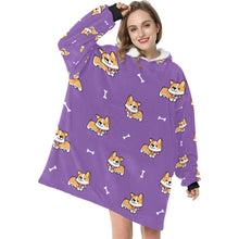 Load image into Gallery viewer, Bow Tie Corgis Love Blanket Hoodie for Women-9