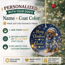 Load image into Gallery viewer, Boxer Christmas Ornament - Cozy Winter Pet Portrait Design - Personalize with Photo and Name-Christmas Ornament-Christmas,Christmas Ornament,Personalize Artwork-2