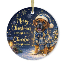 Load image into Gallery viewer, Boxer Christmas Ornament - Cozy Winter Pet Portrait Design - Personalize with Photo and Name-Christmas Ornament-Christmas,Christmas Ornament,Personalize Artwork-3