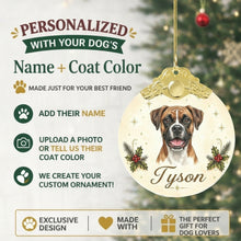Load image into Gallery viewer, Boxer Christmas Ornament - Gold Crown Dog Portrait - Personalized with Photo and Name-Christmas Ornament-Christmas,Christmas Ornament,Personalize Artwork-2