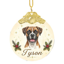 Load image into Gallery viewer, Boxer Christmas Ornament - Gold Crown Dog Portrait - Personalized with Photo and Name-Christmas Ornament-Christmas,Christmas Ornament,Personalize Artwork-3