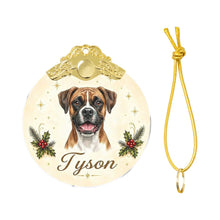 Load image into Gallery viewer, Boxer Christmas Ornament - Gold Crown Dog Portrait - Personalized with Photo and Name-Christmas Ornament-Christmas,Christmas Ornament,Personalize Artwork-4