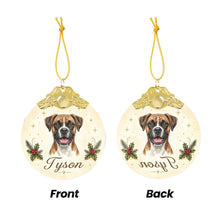 Load image into Gallery viewer, Boxer Christmas Ornament - Gold Crown Dog Portrait - Personalized with Photo and Name-Christmas Ornament-Christmas,Christmas Ornament,Personalize Artwork-5