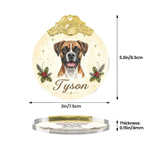 Load image into Gallery viewer, Boxer Christmas Ornament - Gold Crown Dog Portrait - Personalized with Photo and Name-Christmas Ornament-Christmas,Christmas Ornament,Personalize Artwork-6