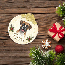 Load image into Gallery viewer, Boxer Christmas Ornament - Gold Crown Dog Portrait - Personalized with Photo and Name-Christmas Ornament-Christmas,Christmas Ornament,Personalize Artwork-7