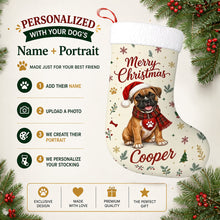 Load image into Gallery viewer, Boxer Christmas Stocking - Cozy Festive Wishes - Personalize with Photo and Name-Christmas Ornament-Christmas,Christmas Stocking,Personalize Artwork-2