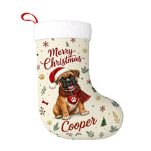Load image into Gallery viewer, Boxer Christmas Stocking - Cozy Festive Wishes - Personalize with Photo and Name-Christmas Ornament-Christmas,Christmas Stocking,Personalize Artwork-3