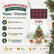 Load image into Gallery viewer, Boxer Christmas Stocking - Home for the Holidays - Personalize with Photo and Name-Christmas Ornament-Christmas,Christmas Stocking,Personalize Artwork-2