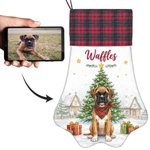 Load image into Gallery viewer, Boxer Christmas Stocking - Home for the Holidays - Personalize with Photo and Name-Christmas Ornament-Christmas,Christmas Stocking,Personalize Artwork-1