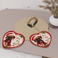 Load image into Gallery viewer, Boxer Dog Christmas Ornament - Love &amp; Joy Heart Shaped Portrait - Personalized with Name-Christmas Ornament-Boxer,Christmas,Personalize Artwork-6
