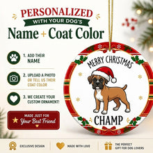 Load image into Gallery viewer, Boxer Dog Christmas Ornament - Personalized Whimsical Holiday Cartoon Art Design - with Name-Christmas Ornament-Boxer,Christmas,Personalize Artwork-2