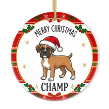 Load image into Gallery viewer, Boxer Dog Christmas Ornament - Personalized Whimsical Holiday Cartoon Art Design - with Name-Christmas Ornament-Boxer,Christmas,Personalize Artwork-3