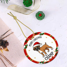 Load image into Gallery viewer, Boxer Dog Christmas Ornament - Personalized Whimsical Holiday Cartoon Art Design - with Name-Christmas Ornament-Boxer,Christmas,Personalize Artwork-4