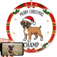 Load image into Gallery viewer, Boxer Dog Christmas Ornament - Personalized Whimsical Holiday Cartoon Art Design - with Name-Christmas Ornament-Boxer,Christmas,Personalize Artwork-1