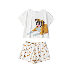 Boxer Dog Mom Cotton Crop Top and Shorts Sleeping Set-Pajamas-Apparel, Boxer, Dog Mom Gifts, Pajamas-13