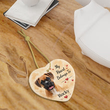 Load image into Gallery viewer, Boxer Dog Ornament - My Heart Belongs To Design - Personalized with Name-Christmas Ornament-Boxer,Christmas,Personalize Artwork-6