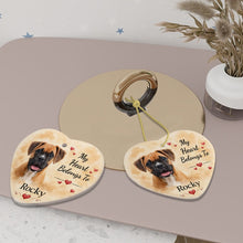 Load image into Gallery viewer, Boxer Dog Ornament - My Heart Belongs To Design - Personalized with Name-Christmas Ornament-Boxer,Christmas,Personalize Artwork-7