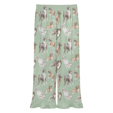 Load image into Gallery viewer, Boxer Dog Pajama Pants for Women - Ruffle Hem Design - Watercolor Symphony Boxer Dogs-Pajamas-Apparel,Boxer,Dog Mom Gifts,Pajamas-10
