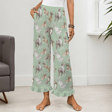 Load image into Gallery viewer, Boxer Dog Pajama Pants for Women - Ruffle Hem Design - Watercolor Symphony Boxer Dogs-Pajamas-Apparel,Boxer,Dog Mom Gifts,Pajamas-12