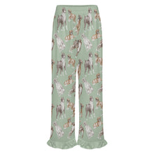 Load image into Gallery viewer, Boxer Dog Pajama Pants for Women - Ruffle Hem Design - Watercolor Symphony Boxer Dogs-Pajamas-Apparel,Boxer,Dog Mom Gifts,Pajamas-13