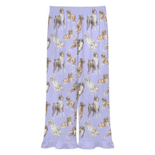 Load image into Gallery viewer, Boxer Dog Pajama Pants for Women - Ruffle Hem Design - Watercolor Symphony Boxer Dogs-Pajamas-Apparel,Boxer,Dog Mom Gifts,Pajamas-15