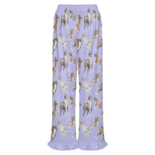 Load image into Gallery viewer, Boxer Dog Pajama Pants for Women - Ruffle Hem Design - Watercolor Symphony Boxer Dogs-Pajamas-Apparel,Boxer,Dog Mom Gifts,Pajamas-16