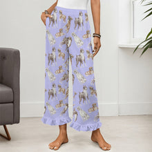Load image into Gallery viewer, Boxer Dog Pajama Pants for Women - Ruffle Hem Design - Watercolor Symphony Boxer Dogs-Pajamas-Apparel,Boxer,Dog Mom Gifts,Pajamas-17