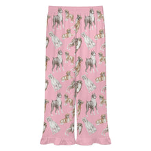 Load image into Gallery viewer, Boxer Dog Pajama Pants for Women - Ruffle Hem Design - Watercolor Symphony Boxer Dogs-Pajamas-Apparel,Boxer,Dog Mom Gifts,Pajamas-5