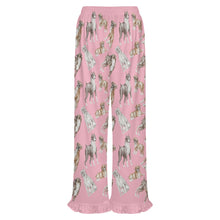 Load image into Gallery viewer, Boxer Dog Pajama Pants for Women - Ruffle Hem Design - Watercolor Symphony Boxer Dogs-Pajamas-Apparel,Boxer,Dog Mom Gifts,Pajamas-6