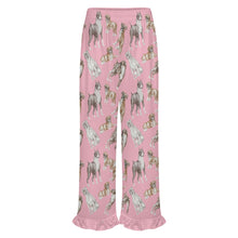 Load image into Gallery viewer, Boxer Dog Pajama Pants for Women - Ruffle Hem Design - Watercolor Symphony Boxer Dogs-Pajamas-Apparel,Boxer,Dog Mom Gifts,Pajamas-8