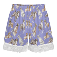 Load image into Gallery viewer, Boxer Dog Shorts for Women - Lace Trim Design - Watercolor Symphony Boxer Dogs-Pajamas-Apparel,Boxer,Dog Mom Gifts,Pajamas-17