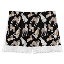 Load image into Gallery viewer, Boxer Dog Shorts for Women - Lace Trim Design - Watercolor Symphony Boxer Dogs-Pajamas-Apparel,Boxer,Dog Mom Gifts,Pajamas-20