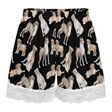 Load image into Gallery viewer, Boxer Dog Shorts for Women - Lace Trim Design - Watercolor Symphony Boxer Dogs-Pajamas-Apparel,Boxer,Dog Mom Gifts,Pajamas-21