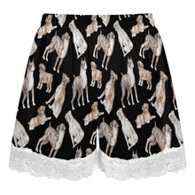 Load image into Gallery viewer, Boxer Dog Shorts for Women - Lace Trim Design - Watercolor Symphony Boxer Dogs-Pajamas-Apparel,Boxer,Dog Mom Gifts,Pajamas-22