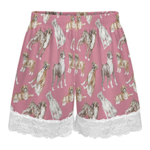 Load image into Gallery viewer, Boxer Dog Shorts for Women - Lace Trim Design - Watercolor Symphony Boxer Dogs-Pajamas-Apparel,Boxer,Dog Mom Gifts,Pajamas-5