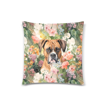 Boxer in Bloom Throw Pillow Cover-Cushion Cover-Boxer, Home Decor, Pillows-4