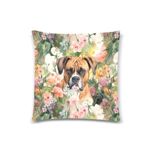 Load image into Gallery viewer, Boxer in Bloom Throw Pillow Cover-Cushion Cover-Boxer, Home Decor, Pillows-White1-ONESIZE-3