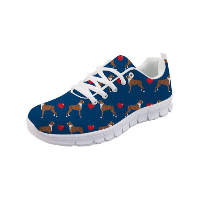 Boxer Love Women's Sneakers-Footwear-Boxer, Dogs, Footwear, Shoes-Blue with White Sole-4-2