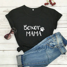 Load image into Gallery viewer, Boxer Mama Boxer Dog Mom Cotton T Shirt - 9 Colors-Apparel-Apparel, Boxer, Dog Mom Gifts, Shirt, T Shirt-Black-Medium - Fitting-5