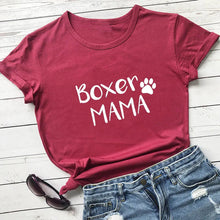 Load image into Gallery viewer, Boxer Mama Boxer Dog Mom Cotton T Shirt - 9 Colors-Apparel-Apparel, Boxer, Dog Mom Gifts, Shirt, T Shirt-Burgundy-Medium - Fitting-9