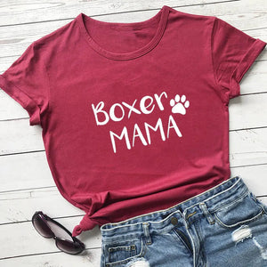 Boxer Mama Boxer Dog Mom Cotton T Shirt - 9 Colors-Apparel-Apparel, Boxer, Dog Mom Gifts, Shirt, T Shirt-Burgundy-Medium - Fitting-9