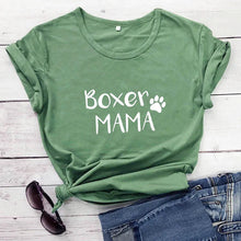 Load image into Gallery viewer, Boxer Mama Boxer Dog Mom Cotton T Shirt - 9 Colors-Apparel-Apparel, Boxer, Dog Mom Gifts, Shirt, T Shirt-Olive-Medium - Fitting-1