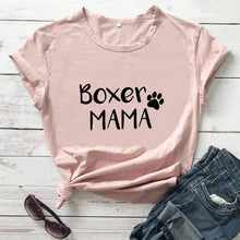 Load image into Gallery viewer, Boxer Mama Boxer Dog Mom Cotton T Shirt - 9 Colors-Apparel-Apparel, Boxer, Dog Mom Gifts, Shirt, T Shirt-Peach-Medium - Fitting-2