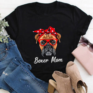 Boxer Mom Girl Boxer Dog Mom Cotton T Shirt - 11 Colors-Apparel-Apparel, Boxer, Dog Mom Gifts, Shirt, T Shirt-6