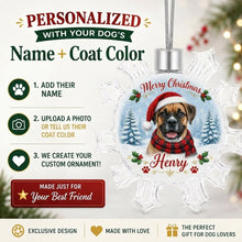 Load image into Gallery viewer, Boxer Ornament - Personalized Snowflake Shaped Christmas Snow Globe Design - with Name-Christmas Ornament-Boxer,Christmas,Personalize Artwork-2