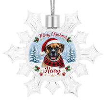 Load image into Gallery viewer, Boxer Ornament - Personalized Snowflake Shaped Christmas Snow Globe Design - with Name-Christmas Ornament-Boxer,Christmas,Personalize Artwork-4