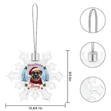 Load image into Gallery viewer, Boxer Ornament - Personalized Snowflake Shaped Christmas Snow Globe Design - with Name-Christmas Ornament-Boxer,Christmas,Personalize Artwork-5